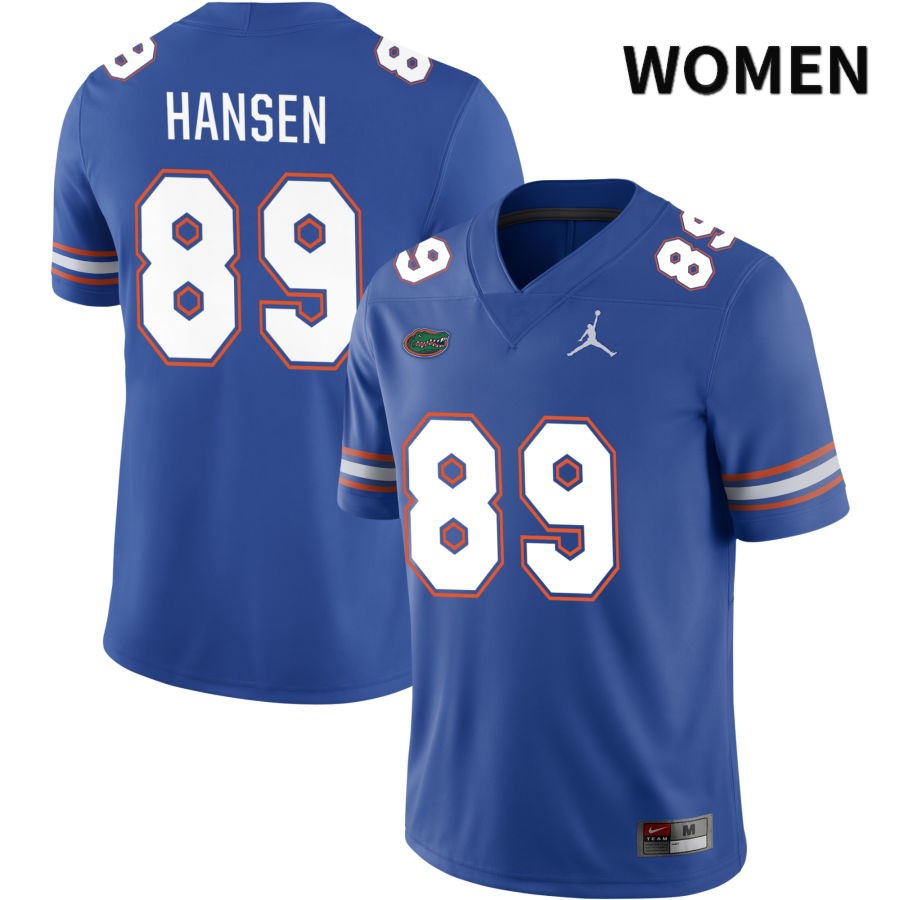 NCAA Florida Gators Hayden Hansen Women's #89 Jordan Brand Royal 2022 NIL Stitched Authentic College Football Jersey GRT1864YX